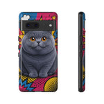 British Shorthair Round Pop Art Tough Phone Case