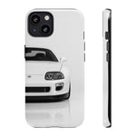 White MK4 Supra Phone Case, Retro 90s JDM Tough Cover for Car Enthusiasts