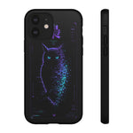Glitch Owl Silhouette Art Tough Phone Case - Violet Teal