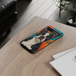 Boston Terrier Pop-Art Portrait Tough Phone Case - Teal Orange