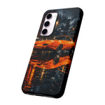 Orange Daytona Phone Case, Rainy City Night Muscle Car Tough Cover