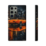 Orange Daytona Phone Case, Rainy City Night Muscle Car Tough Cover