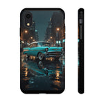Vintage Teal 1957 Bel Air Classic Car Tough Case | Retro Rainy City Phone Cover