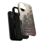 Autumn Temple Steps phone case | Japanese watercolor landscape cover
