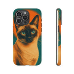 Siamese Cat Retro Halftone Portrait Case - Orange Teal Print