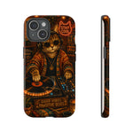 DJ Cat Phone Case, Glowing Turntables Folk Art Cover