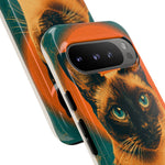 Siamese Cat Retro Halftone Portrait Case - Orange Teal Print