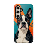 Boston Terrier Pop-Art Portrait Tough Phone Case - Teal Orange