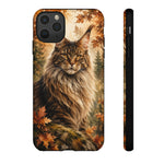 Maine Coon Forest King Watercolor Art Tough Cat Phone Case
