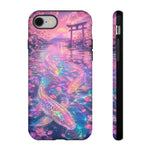 Holographic Koi Cherry Blossom Vaporwave Art Tough Phone Case
