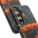Orange Daytona Phone Case, Rainy City Night Muscle Car Tough Cover