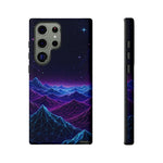 Retro Neon Mountains Phone Case | Vaporwave Galaxy Landscape