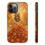 Yorkshire Terrier Jumping in Autumn Leaves Tough Case | Fall Dog Phone Cover