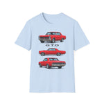 Red 1965 GTO Car Illustration T-Shirt | Classic Muscle Car Trio Tee