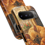 Sleeping French Bulldog with Croissants phone case | cute bakery scene