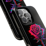 Glitch Rose Neon Phone Case Vaporwave Tough Cover