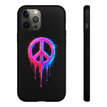 Glitch Peace Sign Phone Case, RGB Melt Digital Art Tough Cover, Gift