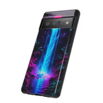 Neon Waterfall Jungle Night Vaporwave Art Tough Phone Case