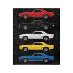 1969 Camaro Five Color Side Profile Microfiber Throw Blanket Muscle Car Gift