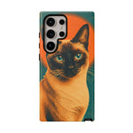 Siamese Cat Retro Halftone Portrait Case - Orange Teal Print