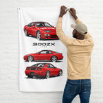 1990 300ZX Z32 Red Banner 34x56 Garage Man Cave Wall Decor Car Guy Gift