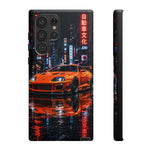 Orange Supra Phone Case, Neon City Night JDM Sports Car Tough Cover