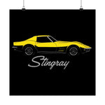 1969 Chevy Corvette Stingray Poster Classic C3 Sports Car Wall Art Print Yellow
