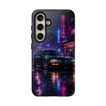 Neon City Night Prelude JDM Car phone case | Vaporwave rainy street