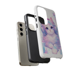 Pastel Cat Phone Case, Headphones Glitch Color Block Cover