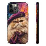 Persian Cat Beret Portrait Tough Phone Case - Painterly
