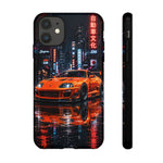 Orange Supra Phone Case, Neon City Night JDM Sports Car Tough Cover