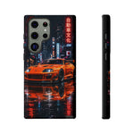 Orange Supra Phone Case, Neon City Night JDM Sports Car Tough Cover