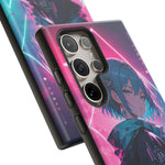 Anime Girl Phone Case Teal, Neon Kanji Calm Gradient Tough Cover