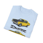 Yellow 1973 Duster Classic Car T-Shirt | Vintage Muscle Car Illustration