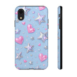 Pink Hearts & Holographic Stars Phone Case | Tough Cover