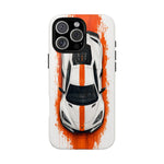 Z06 C8 Phone Case, White Top-Down Painterly Stripe Cover