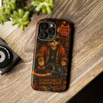 DJ Cat Phone Case, Glowing Turntables Folk Art Cover