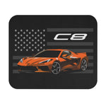 C8 Mouse Pad Orange Chevy Supercar American Flag Desk Accessory