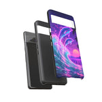 Neon Dolphin Ocean Vaporwave Art Tough Phone Case