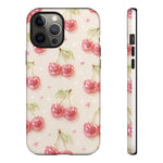 Pink Cherry Pattern Phone Case | Cute Retro Fruit Design