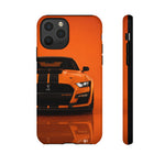 Orange Mustang Art Phone Case, GT500 American Muscle Car Tough Cover for Male