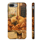 Sleeping French Bulldog with Croissants phone case | cute bakery scene