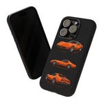 C3 Corvette Art Phone Case Orange, Three-View Vector Cover, Gift