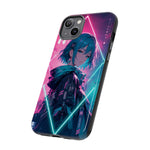 Anime Girl Phone Case Teal, Neon Kanji Calm Gradient Tough Cover