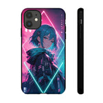 Anime Girl Phone Case Teal, Neon Kanji Calm Gradient Tough Cover