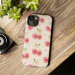 Pink Cherry Pattern Phone Case | Cute Retro Fruit Design