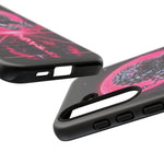 Chrome Lion Phone Case, Neon Grid Katakana Pride Tough Cover