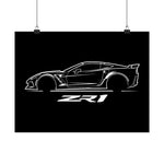 2019 Corvette ZR1 Poster C7 Supercar Wall Art Modern Sports Car Print Decor