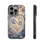Pet Paw Print Phone Case Snow Heart Tough Cover Gift Art