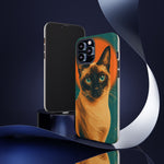 Siamese Cat Retro Halftone Portrait Case - Orange Teal Print